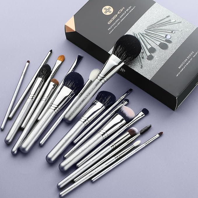 Professional Makeup Brush Set, EIGSHOW High End Makeup Brushes for Foundation Powder Blending Blush Bronzer Eyeliner Eyeshadow with Case (PRO 18pcs Grey)
