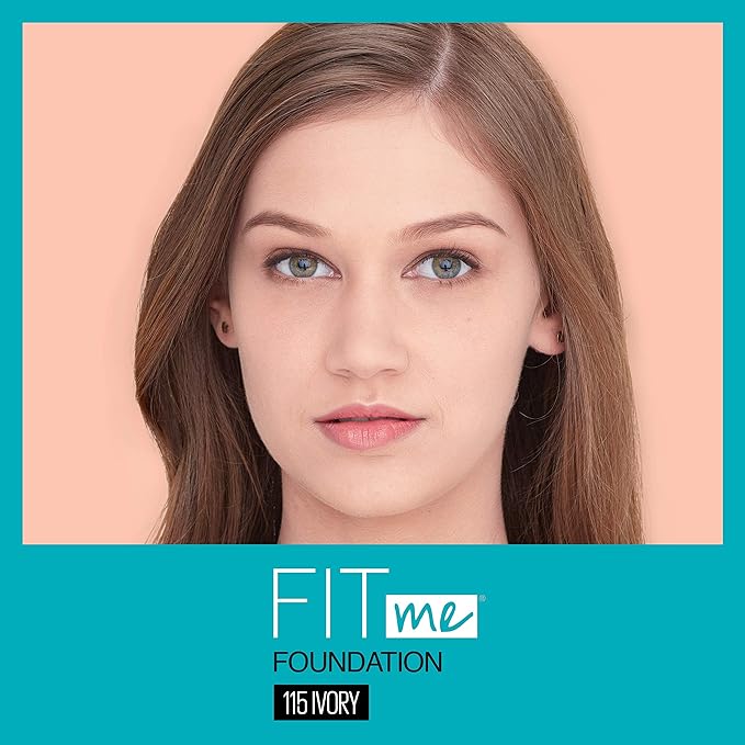 Maybelline New York Fit Me Matte + Poreless Liquid Foundation, Pouch Format, 115 Ivory, 1.3 Ounce