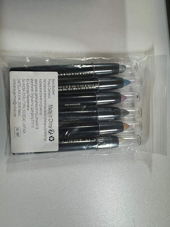 Boobeen 6PCS Cream Eyeshadow Sticks - Waterproof Eyeshadow Pencil Crayons - Eye Brightener Stick Shimmer Pens - Create Glitter Eye Makeup - Easy to Use