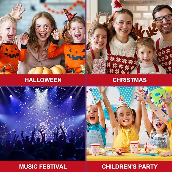 10Pcs Halloween Face Makeup Patches, Glitter Freckles Face Tattoo for Teenagers & Young Women, Sparkle Freckles Makeup Patches, Waterproof Face Glitter Freckles (10Pcs Red)