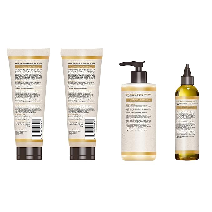 Carol's Daughter X Coco Gauff Goddess Strong Bundle: Hair Care Kit with Shampoo, Conditioner, Leave-In Treatment and Scalp Oil, 4 Items