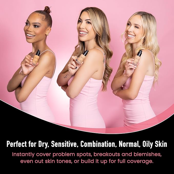 Frankie Rose Cosmetics Matte Perfection Foundation Makeup – Long-Lasting, Hydrating Foundation for Semi-Matte Finish - Full Coverage for All Skin Types - (Oatmeal Blend) 1.0 US fl oz / 30 ml