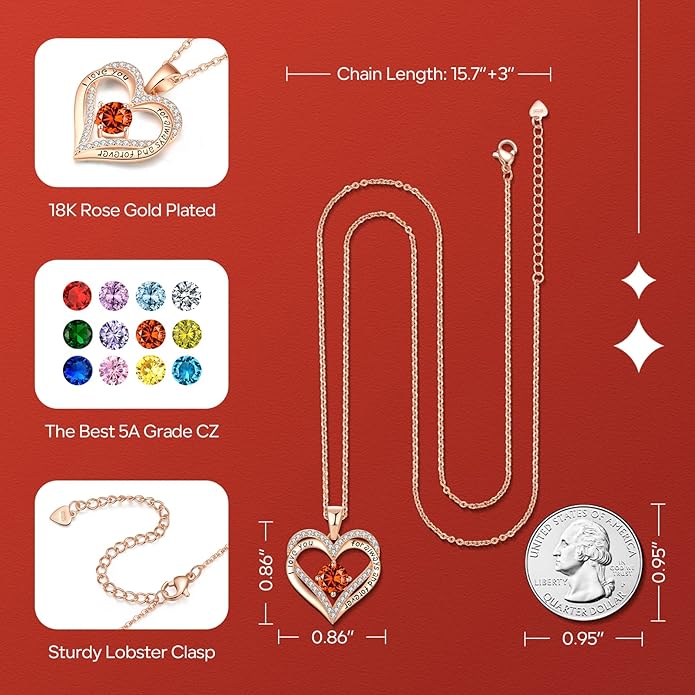 18K Rose Gold Necklaces for Women Birthday Gifts for Women Jewelry for Women Birthday Gifts for Wife Girlfriend Daughter Wife Birthday Gifts for Anniversary Mothers Day Christmas Valentines Gifts