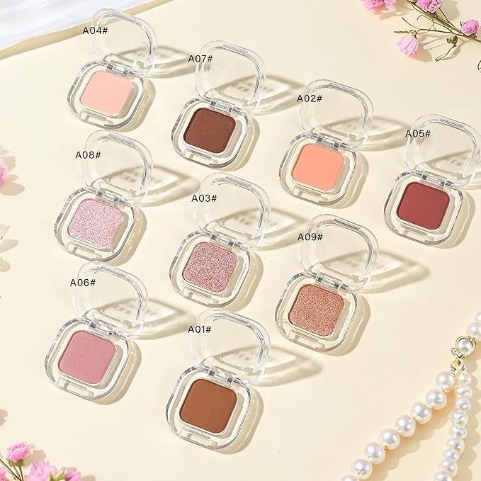 Pink Shimmer Single Eyeshadow Makeup Powder Palette,High Pigment Blendable Formula Eye Make-up for Women,Neutral Eye Shadow,sombras para ojos,Longwear Waterproof,Vegan & Cruelty-Free,Eyeshadow Gift