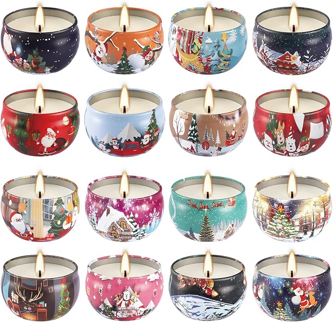 16Pack Christmas Scented Candles Gift- Aromatherapy Candle-Soy Wax-Long Lasting Burn time, Christmas Thanksgiving Gifts for Women,Advent &Home Decor.