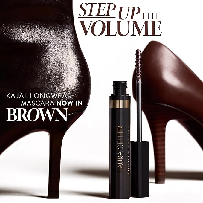LAURA GELLER NEW YORK Kajal Longwear Mascara, Brown - Lengthening, Defining, Curling, Buildable Formula Eye Makeup - Natural Look for Everyday
