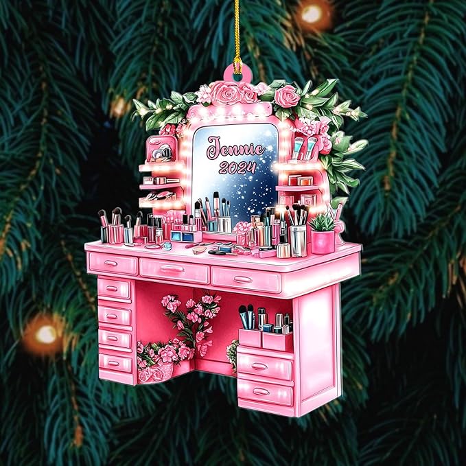 Personalized Makeup Tools Ornament β Custom Beauty Christmas Tree Decoration, Holiday Keepsake Gift for Makeup Artists, Cosmetologists, Beauty Lovers, Salon Owners, Families and Coworkers (MKH3)