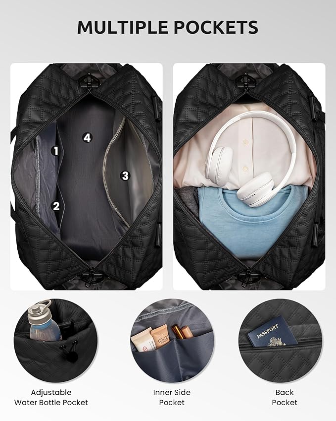 Graduation Gifts for Girls-Initial Duffle Bag with Shoe Compartment, Personalized Weekender Bag, Monogram Overnight Bag, Letter Travel Bag with Makeup Bag, Bride Gifts (Letter L)