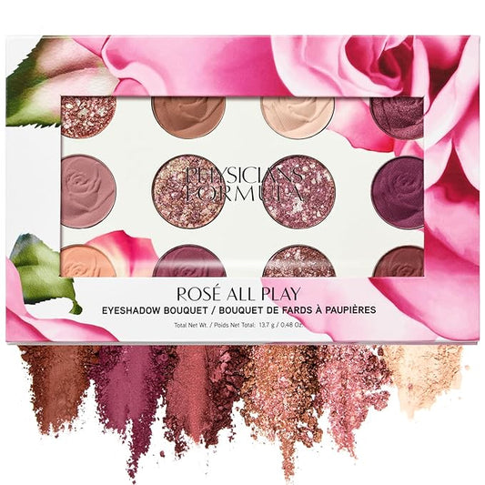 Physicians Formula Eyeshadow Bouquet, 12-Shade Palette with Shimmer, Matte & Satin Finishes, Enriched with Rose Extract โ Rose All Play