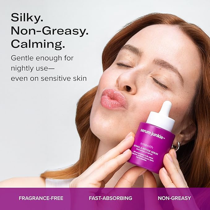 SMOOTH Retinol and Peptide Serum with Encapsulated Retinol, Bakuchiol, Matrixyl 3000, Melatonin, Vitamin E, Anti-Aging, Targets Fine Lines, Uneven Texture, Dullness, 1 fl oz