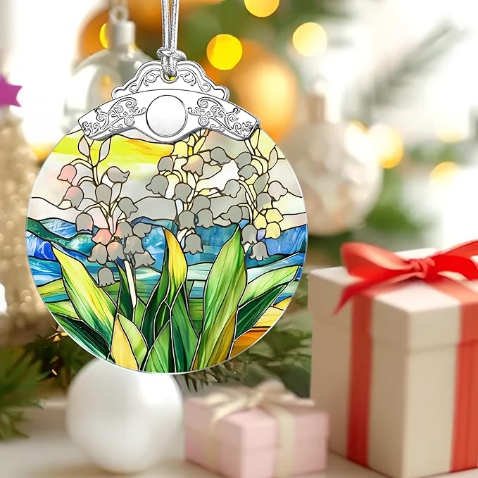 Christmas Ornaments: Stained Glass-Style May Birth Flower Ornament โ Christmas Tree Decorations, Holiday Party Gifts, Mother's Day & Birthday Gifts for Women, Mom & Grandma | Birth Flower Gift