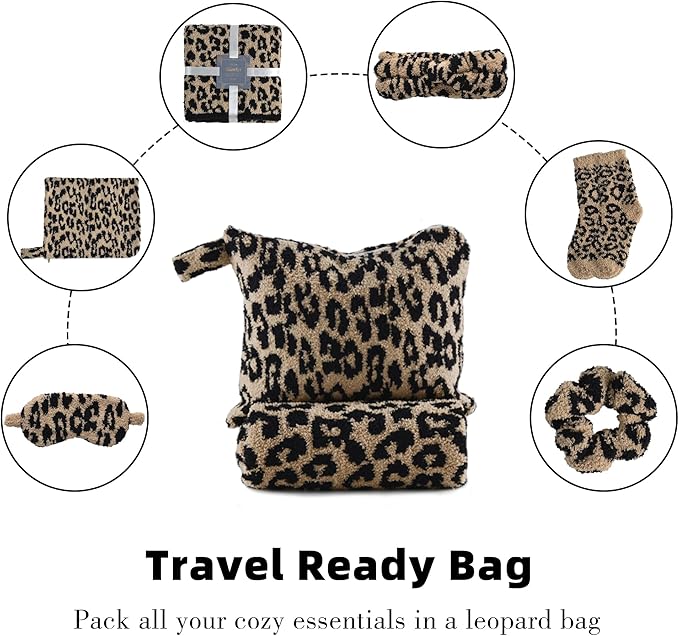 Care Package Get Well Soon Gift Baskets Self Care Gifts for Women Birthday Gift Basket for Her, Birthday Box Leopard Print Gifts for Women Mom Wife Daughter Sister Friends Leopard Brown