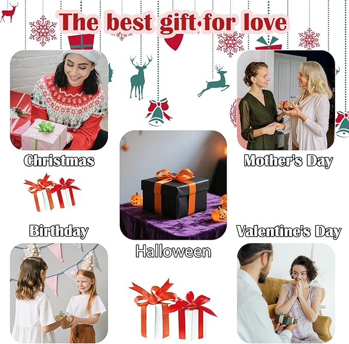 Stained Glass Window Hanging 4 Pcs Set Red Christmas Decorations Theme 7.8" - Suncatcher Door Garden Sun Catcher Decor Birthday for Mom Woman Nana Men Friend Wife