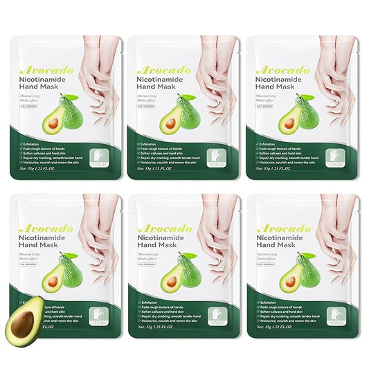 Hydrating Hand Masks, 6PCS Hand Mask Moisturizing Gloves for Men Women, Smooth Long Lasting Soft Exfoliating Hand Peeling Spa Mask Moisturizer Beauty Gift Set for Dry Cracked Rough Dull Hands๏ผJ)