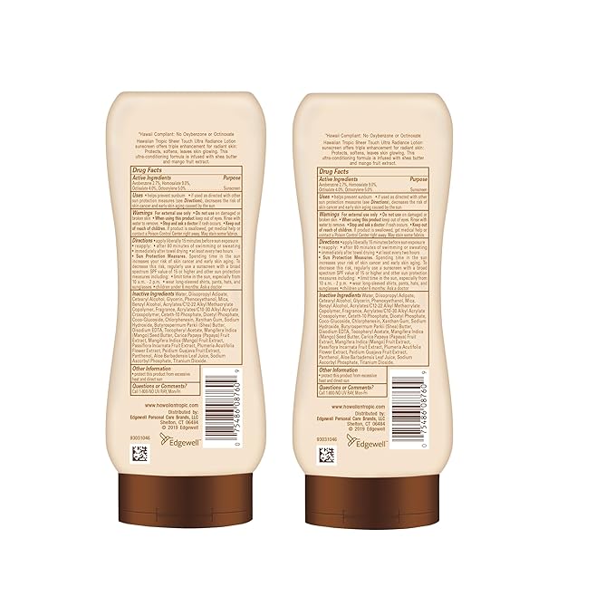 Hawaiian Tropic Sheer Touch Lotion Sunscreen SPF 50, 8oz Twin Pack | Hawaiian Tropic Sunscreen SPF 50, Sunblock, Broad Spectrum, Oxybenzone Free, 8oz each