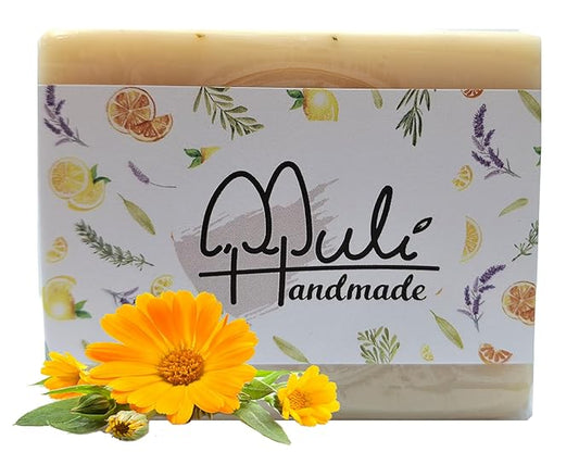 Natural Handemade Bar Soap for Men and Women with Essential oils, Scented Bar Soaps for Bath, Fragrance Regular Use Gift Set (Pack of 1) Calendula