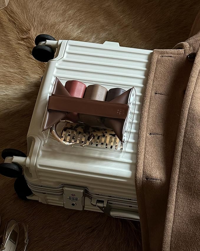 Cadence Parcel - Clear Dopp Kit with Magnetic Closure - Durable and Leak-Resistant Travel Toiletry Kit - TSA-Compliant & Modular Design - Hygiene Bag for Travel Essentials - 1 Qt - Chestnut