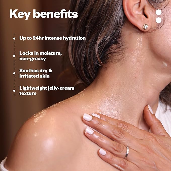 JustHuman Whip-it-up Jelly Cream - Deep Moisture Body Soother with Aloe Vera, Shea Butter, Centella Asiatica, Collagen & Vitamin E for Hydrated, Soft & Radiant Skin - 8.4 oz