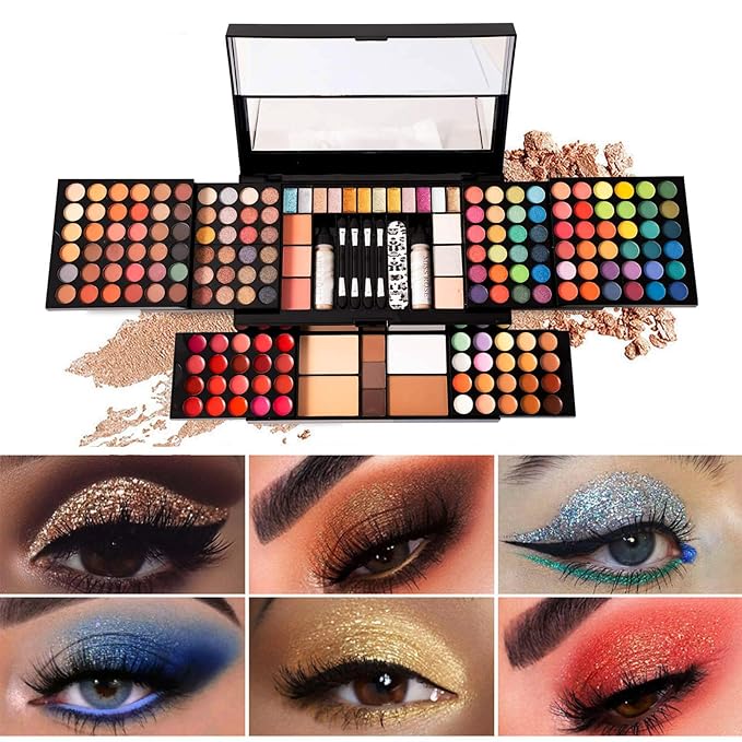 MISS ROSE M 187 Colors Professional Makeup Palette - All-in-One Kit With Eye Shadows, Lipsticks, Mascara, Foundations, Blushes, Brow Pencils, Nail File - Makeup Gift Set for Women and Girls