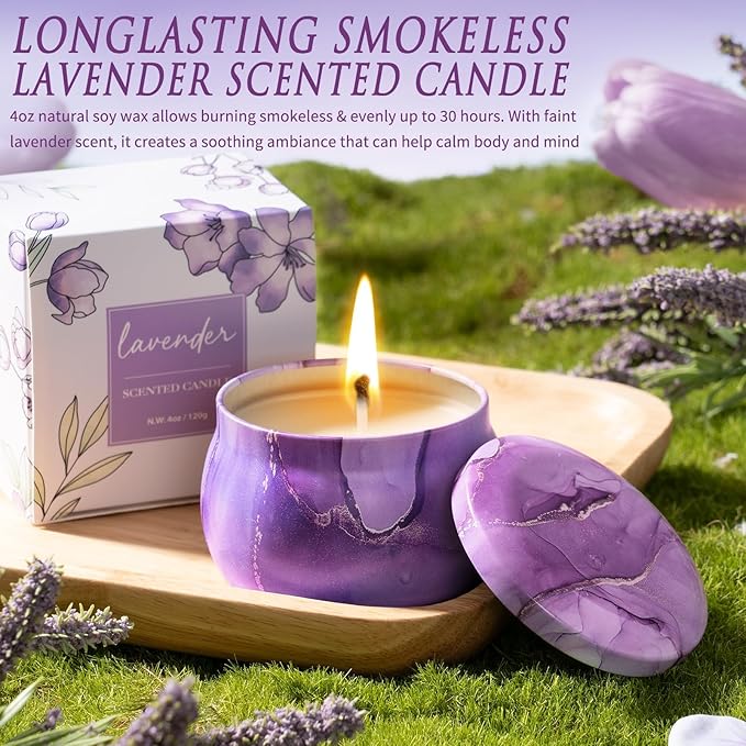 Birthday Gifts for Women Self Care Set Get Well Soon Gift Baskets, Relaxing Lavender Spa Gift Basket Care Package for Women, Unique Xmas Gifts for Mom Her Girlfriend Sister Friend Wife Grandma