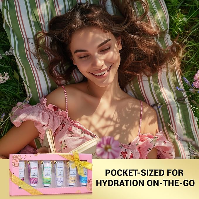 spa luxetique Travel Size Hand Cream Gift Set - Scented Hand Lotion for Dry Skin, Ideal Birthday Gift for Women, 6 x 1.0 oz