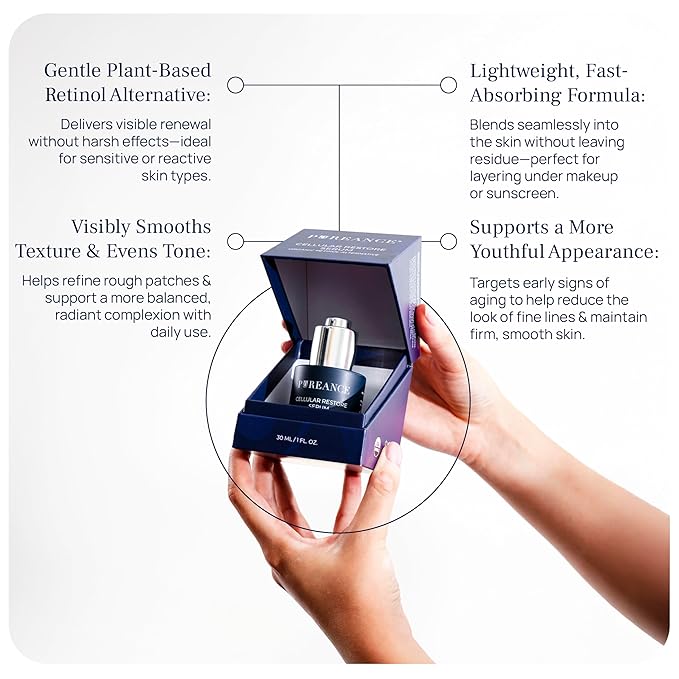 PUREANCE Organic Bakuchiol Retinol Serum - Bakuchiol for Face Skin and Wrinkles - Cellular Restore Serum - With Jojoba Oil, Sea Buckthorn, Camu Camu, Babchi, Maple Leaf Extracts & More - 1 Fl Oz