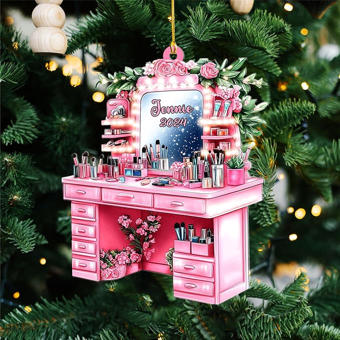 Personalized Makeup Tools Ornament β Custom Beauty Christmas Tree Decoration, Holiday Keepsake Gift for Makeup Artists, Cosmetologists, Beauty Lovers, Salon Owners, Families and Coworkers (MKH3)