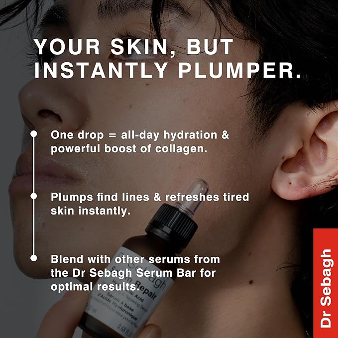 Dr Sebagh Serum Repair (0.68 fl oz) | Award-Winning Hyaluronic Acid Facial Hydrator | Anti Aging & Wrinkle | Skin Moisturising & Repairing Formula | Collagen Boosting Youthful Glow For Women & Men