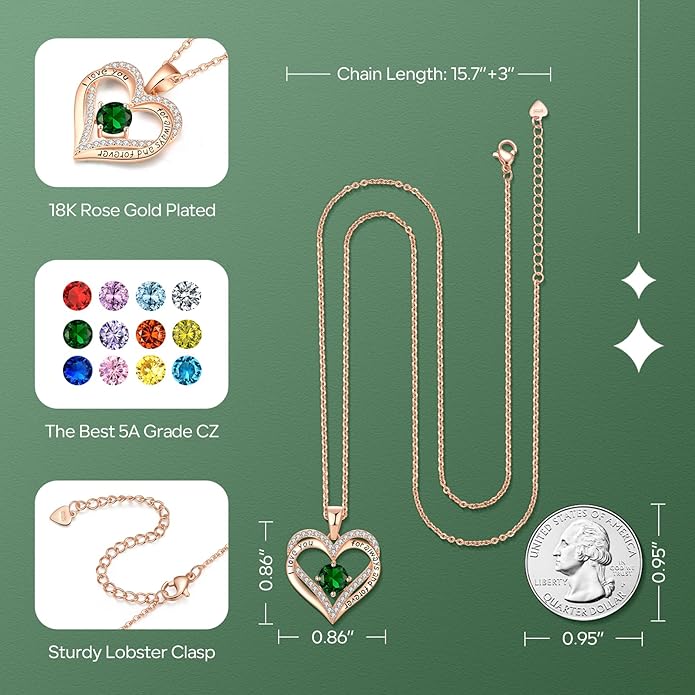 18K Rose Gold Necklaces for Women Birthday Gifts for Women Jewelry for Women Birthday Gifts for Wife Girlfriend Daughter Wife Birthday Gifts for Anniversary Mothers Day Christmas Valentines Gifts