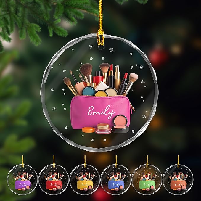 Personalized Makeup Tools Christmas Ornament 2025, Makeup Box Christmas Ornament Gift for Makeup Artist, Christmas Tree Decor for Makeup Shop, Gift for New Makeup Coworkers (Makeup 5)