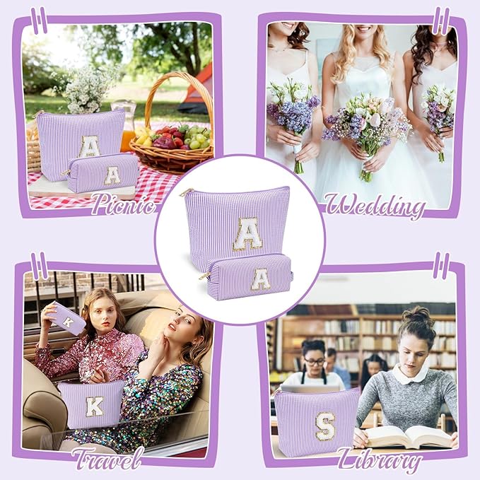 YOOLIFE Preppy Stuff Cute Cosmetic Bag Travel Bag - Large Makeup Bag Make Up Bag Cosmetic Bag Personalized Daughter Sister Gifts for Women Her Bridesmaid Gift Preppy Makeup Bag Tween Girls Gifts T