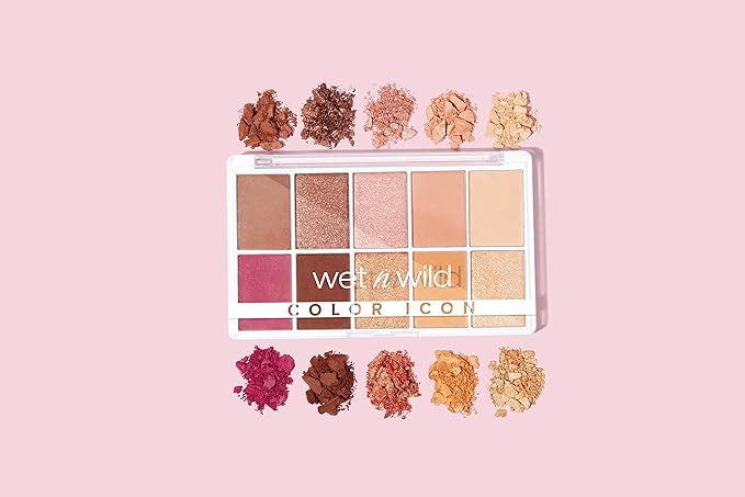wet n wild Color Icon 10-Pan Eyeshadow Makeup Palette, Long Lasting, Shimmer, Metallic, Glittery, Matte, Rich Smooth Pigment, Cruelty Free - Pink Heart And Sol