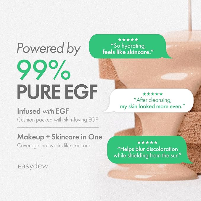 Easydew Mela B Toning Ampoule Cushion Refill - 3-in-1 Age-Defying Sun Shield Full Coverage Cushion Foundation with Niacinamide & Hyaluron-Vital C - Face Makeup Korean Skin Care 0.45 oz (#25 Honey)