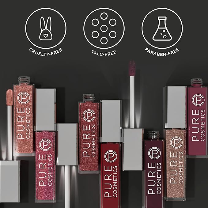 Pure Illumination Light-Up Lip Gloss with LED-Lit Applicator Brush + Side Mirror, Non-Sticky, Moisturizing Hydrating Lip Glosses with Lanolin, Jojoba Oil, & Vitamin E, Cosmic Latte