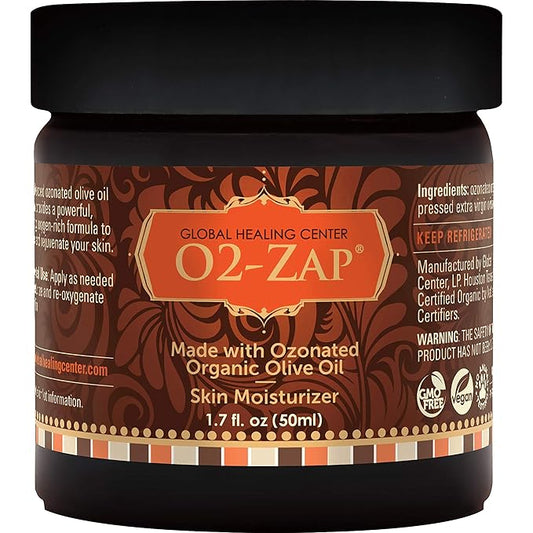 Global Healing Center Skin Therapy-Organic Ozonated Extra Virgin Olive Oil Salve for All Skin Care Routines-Cold-Pressed Face & Body Moisturizer To Hydrate and Soothe Dry Skin to Soft & Smooth-1.5 Oz