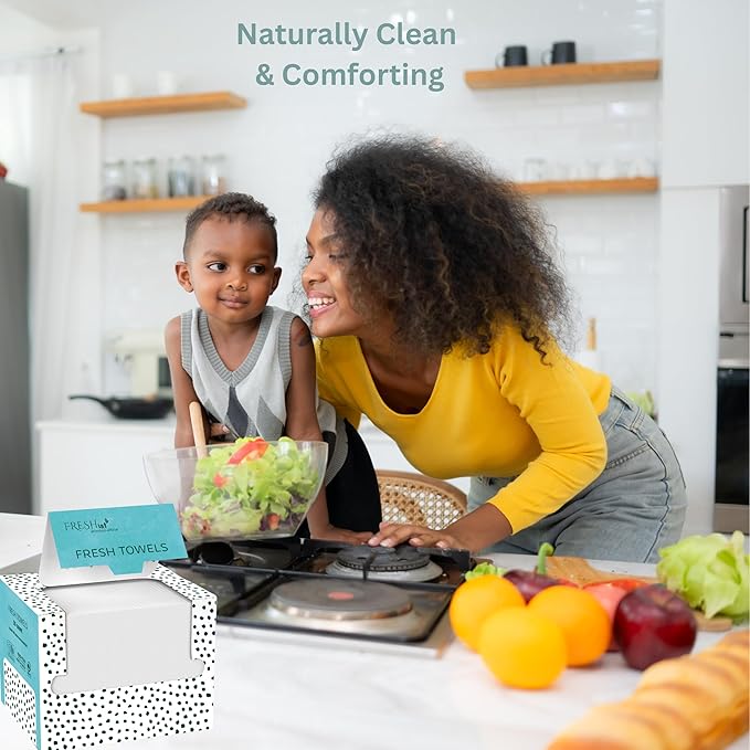 FRESH TOWELS Disposable Face Towels, Makeup Removal Face Towelettes & Dry Wipes, 300 Ct, 6 Packs