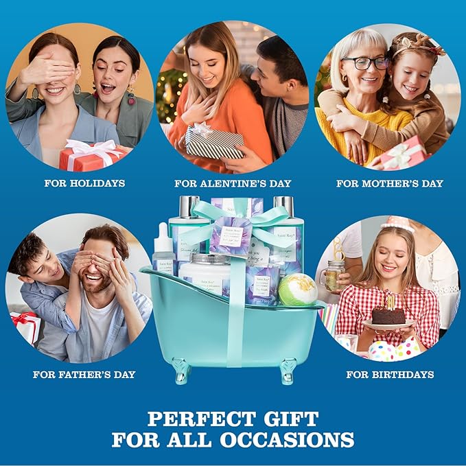 Fathers Day Gifts for Men Dad Luxury EUCALYPTUS & Mint Spa Gift Basket for Women, Unique Spa Gift Baskets Gifts, Home Spa Kit Bath and Body Gifts Set, Bath Gift Basket for Birthday Mother's Day Gifts