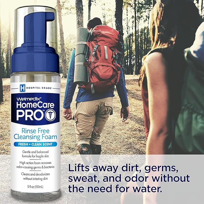 Welmedix Rinse Free Cleansing Foam, 3 in 1 Body Wash, Shampoo and Personal Cleanser for Elderly, Incontinence and Infant Care, Hospital Grade, Sulfate Free, Paraben Free (Pack of 6)