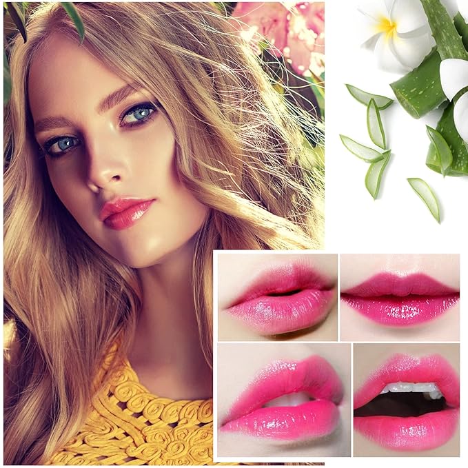 6 Pack Aloe Vera Lipstick,Long Wear Nourishing Lip stick,Waterproof Moisturizing Color Changing Lip Balm Lipstick,Lip Gloss,Magic Temp Color Change Matte Lip Gloss Makeup