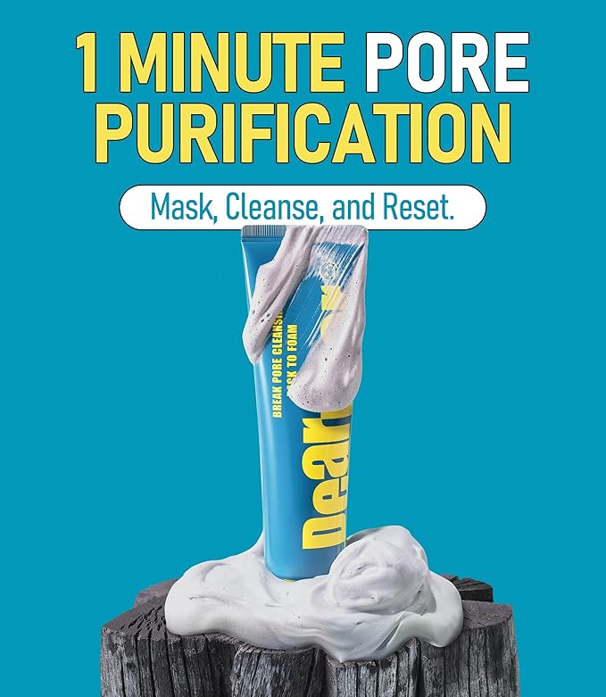 Break Pore Cleansing Pack to Foam โ 3-in-1 Korean Skin Care Wash-Off Mask & Exfoliator & Cleanser w/Charcoal and Salicylic Acid โ AHA, BHA, PHA for Oily, Congested Skin (3.38 fl oz)