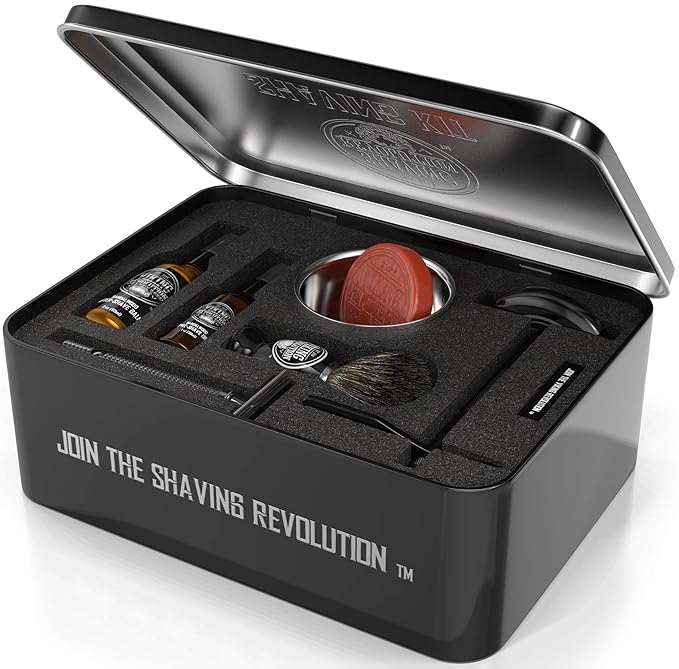Viking Revolution Luxury Safety Razor Shaving Kit - Includes Double Edge Safety Razor, Stand, Bowl, After-Shave Balm, Pre-Shave Oil, Badger Brush - Safety Razor Kit