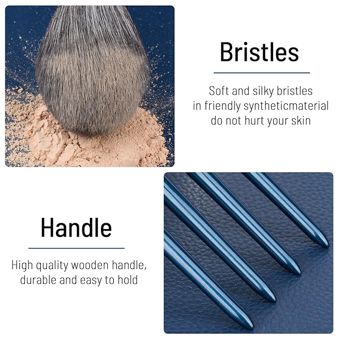 Professional Makeup Brush Set 14Pcs Makeup Brushes Kit Foundation Eyeshadow Powder Blending Eyebrow Eyelash Kabuki Brushes Cosmetic Brushes Travel Kits With Leather Bag Gift