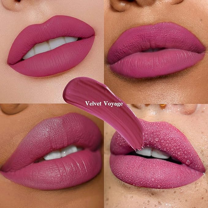 Peach Pink Liquid Lipstick - Long Lasting, Smudge Proof, Transfer-Resistant Lip Color,Waterproof, Non-Transfer Formula (Velvet Voyage)