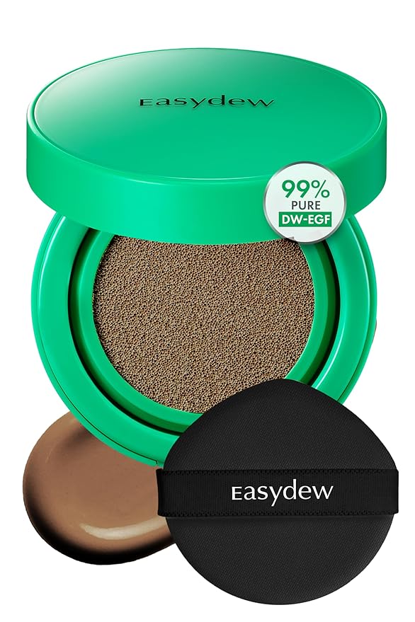 Easydew Mela B Toning Ampoule Cushion - 3-in-1 Age-Defying Sun Shield Full Coverage Cushion Foundation with Niacinamide & Hyaluron-Vital C - Face Makeup Korean Skin Care 0.45 oz (#41 Chestnut)