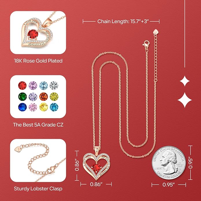 18K Rose Gold Necklaces for Women Birthday Gifts for Women Jewelry for Women Birthday Gifts for Wife Girlfriend Daughter Wife Birthday Gifts for Anniversary Mothers Day Christmas Valentines Gifts