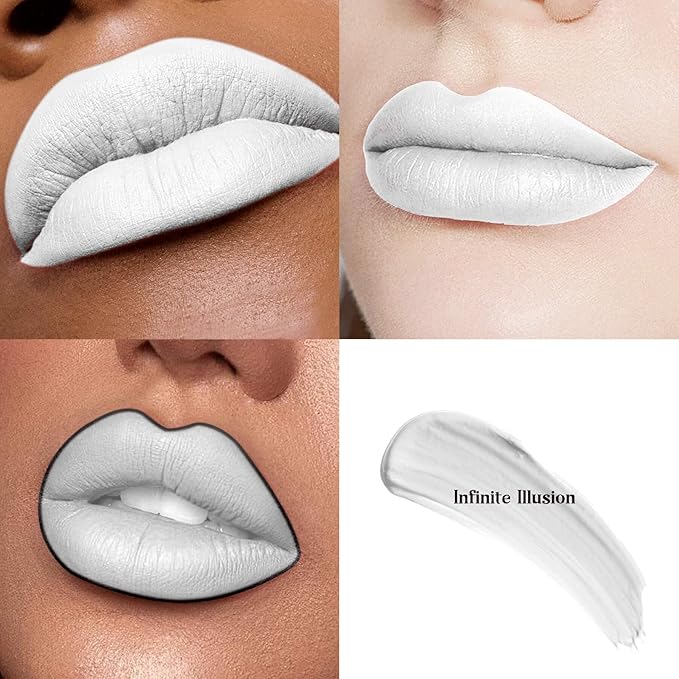Pearl White Liquid Lipstick - Long Lasting, Smudge Proof, Transfer Resistant Lip Color, Waterproof, Non-Transfer Formula (Infinite Illusion)
