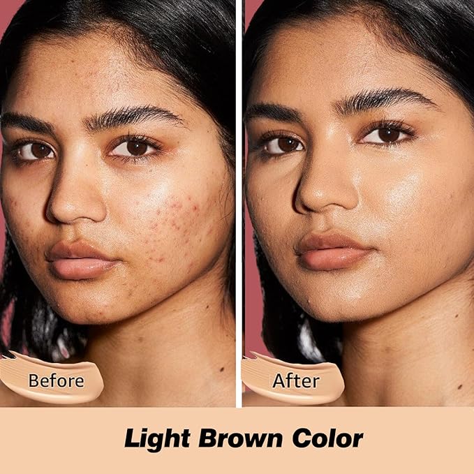 CC Cream Foundation Mushroom Head Air Cushion Face Makeup Moisturizing Concealer Waterproof Oil Control Long-Lasting Nude Makeup Even Skin Tone for All Skin Types (Light Brown)