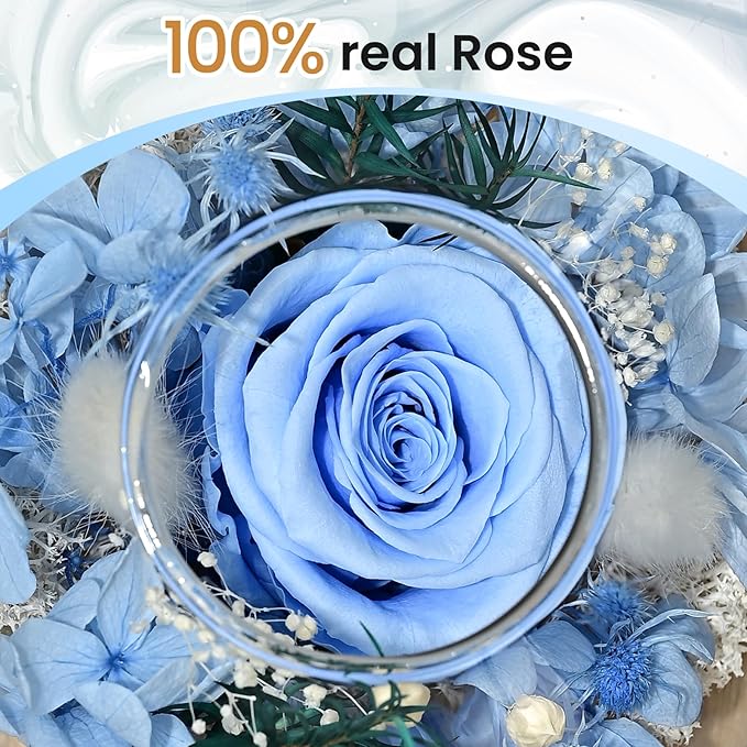 Birthday Gifts for Women,Eternal Preserved Real Rose with 18 Scented Candle Set(Bergamot+Jasmine),Preserved Rose in Glass Dome,Christmas Valentine Mothers Day Gifts for Her Mom Girlfriend,Home Decor
