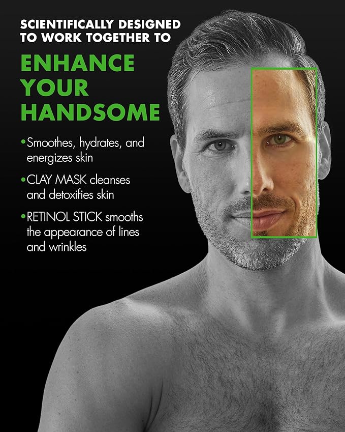 Tiege Hanley 90-Day Large Anti-Aging Skin Care Routine for Men - Includes Face Wash, Scrub, Moisturizers, Clay Mask, & Retinol Stick