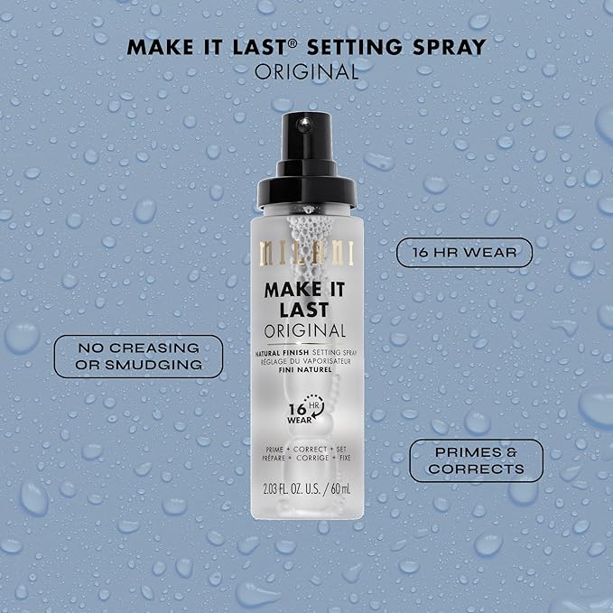 Milani Setting Spray + Primer, Make It Last Original - Natural Finish with Niacinamide for Hydration, Setting Spray for Makeup and Face Primer, 3-in-1 Prime + Hydrate + Set, 2.03 Fl. Oz - 2 Pack